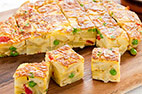 Spanish Tortilla with Roasted Red Peppers and Peas