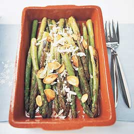 Pan-Roasted Asparagus with Toasted Garlic and Parmesan