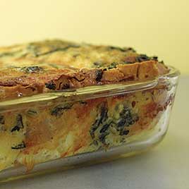 Breakfast Strata with Spinach and Gruyère