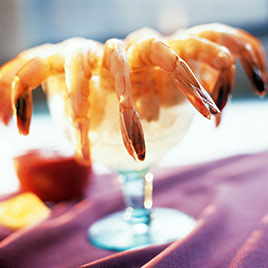 Herb-Poached Shrimp with Cocktail Sauce