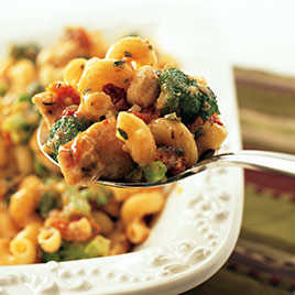 Skillet Chicken with Broccoli, Ziti, and Asiago Cheese