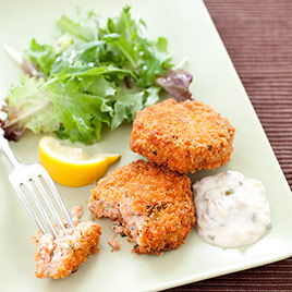 Easy Salmon Cakes with Smoked Salmon, Capers, and Dill