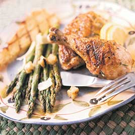 Asparagus and Country Bread with Anchovy Dressing